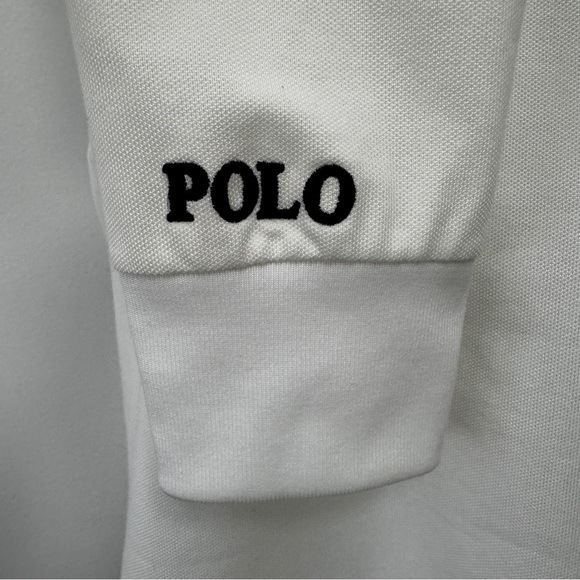 Polo Ralph Lauren Golf Tailored Fit L-S White w large Navy Blue Polo Size L - Picture 3 of 9